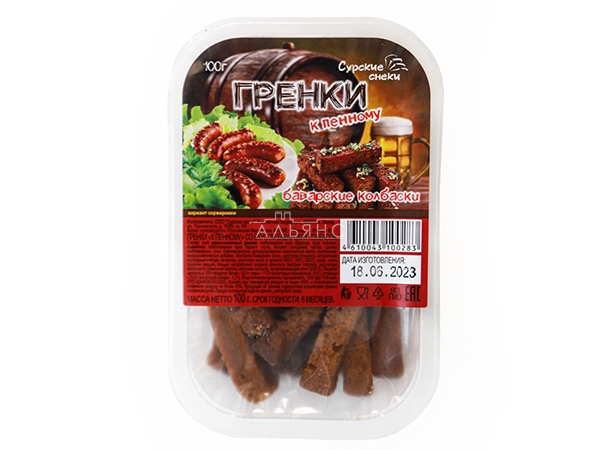 Сурские гренки Баварские колбаски (100 гр) в Воскресенске