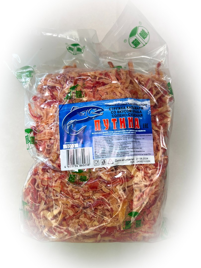 Кальмар стружка со вкусом краба "Розовая" (ПУТИНА) в Воскресенске